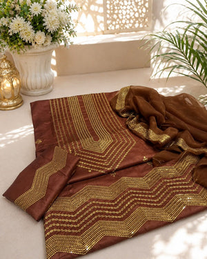 🎉 Luxury Winter Cotton 3-Piece Suit | Cross Stitch Embroidery