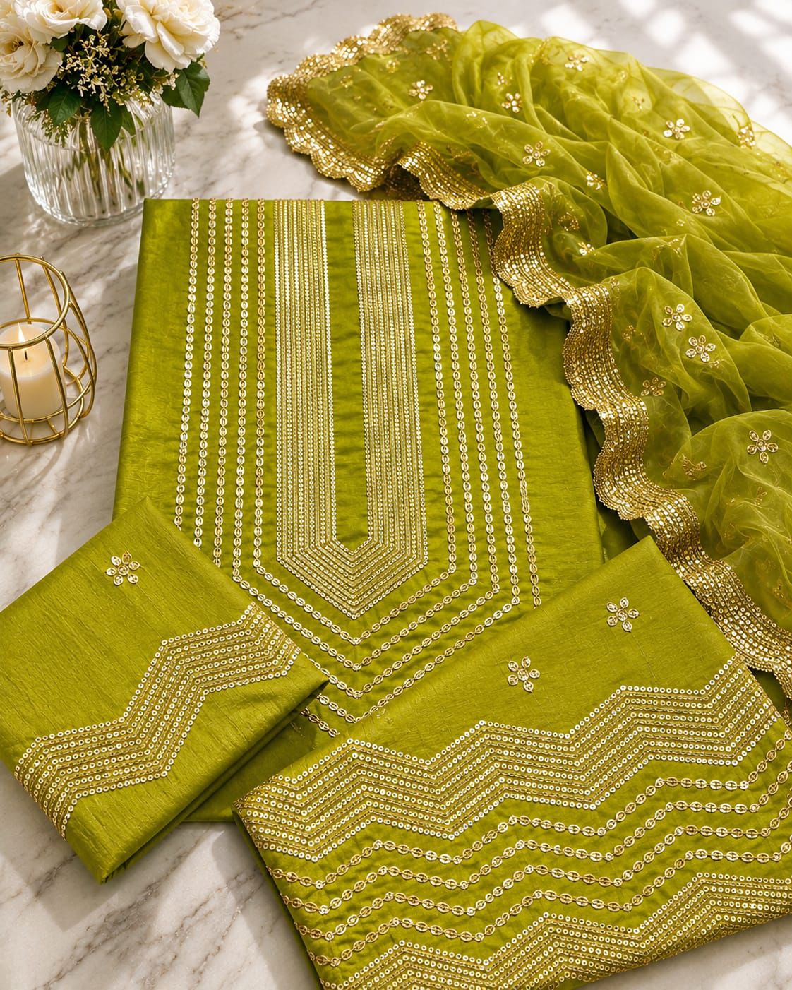 🎉 Luxury Winter Cotton 3-Piece Suit | Cross Stitch Embroidery